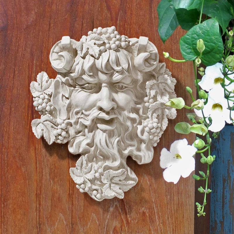 Design Toscano Bacchus, Grape Harvest Wine Greek Greenman Face Wall Sculpture, Medium, 12 inches tall, Cast Stone Resin, Antique Stone Finish - Image 5